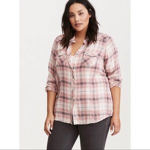 TORRID  Plaid Rayon Camp Shirt